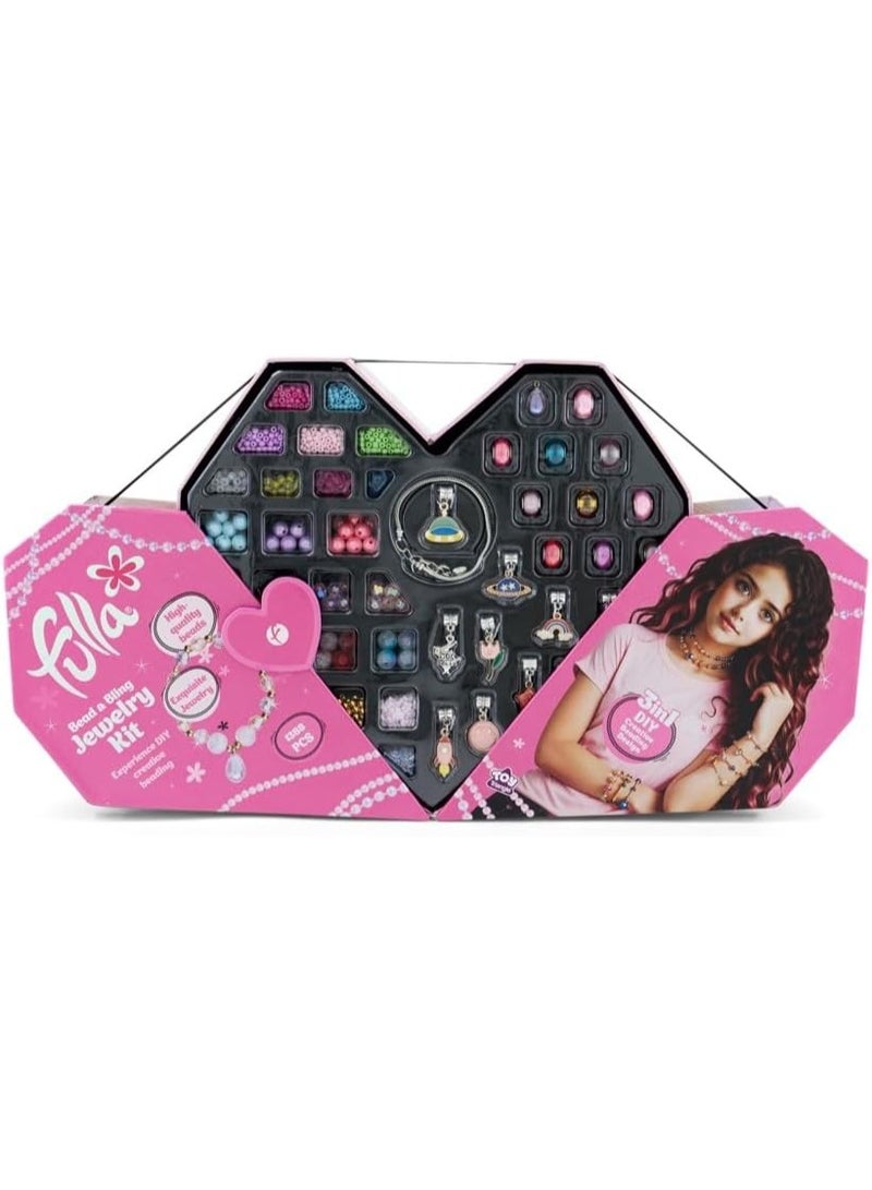 Fulla Bead & Bling 3-in-1 Jewelry Kit with 1388 Colorful Beads, Charms & Strings, DIY Necklace, Bracelet, Hair Accessories Making Set for Girls, Ages 3+, Creative Gift - Image 1